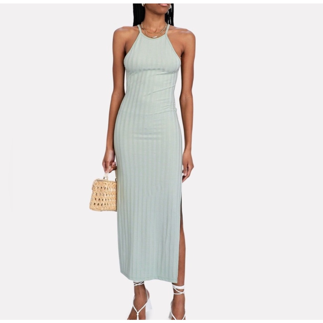 Jonathan Simkhai Standard Megan Rib Knit Maxi Dress In Green